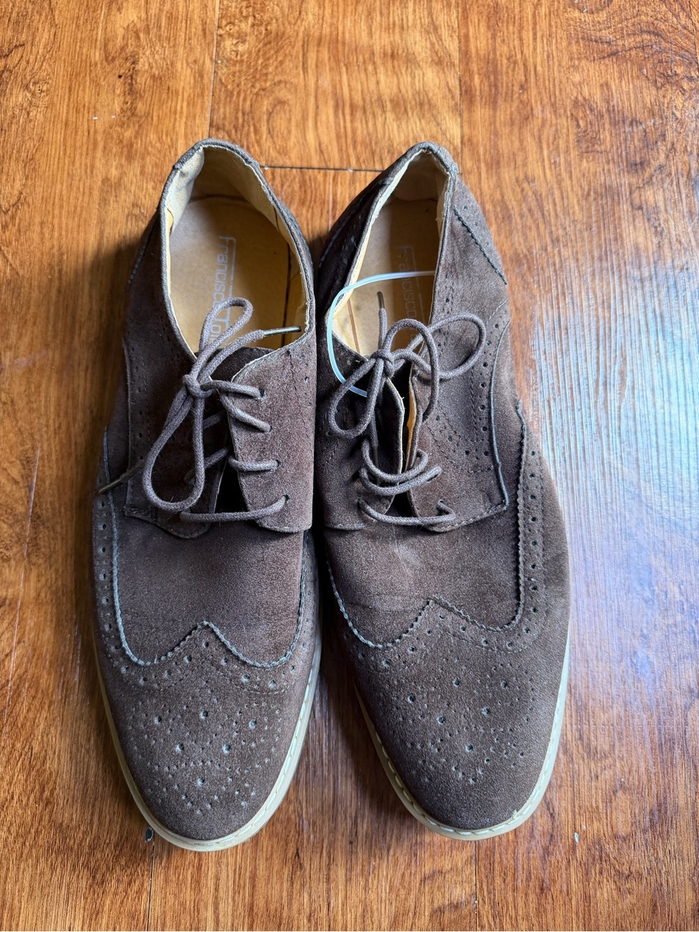 Men's Brown Suede Wingtip Derby Lace-Up Shoes